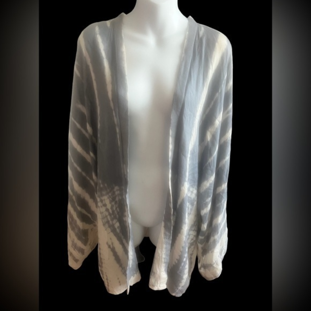 Style‎ Envy Blue/White Tie Dye Cover-up Cardigan/Wrap L/XL